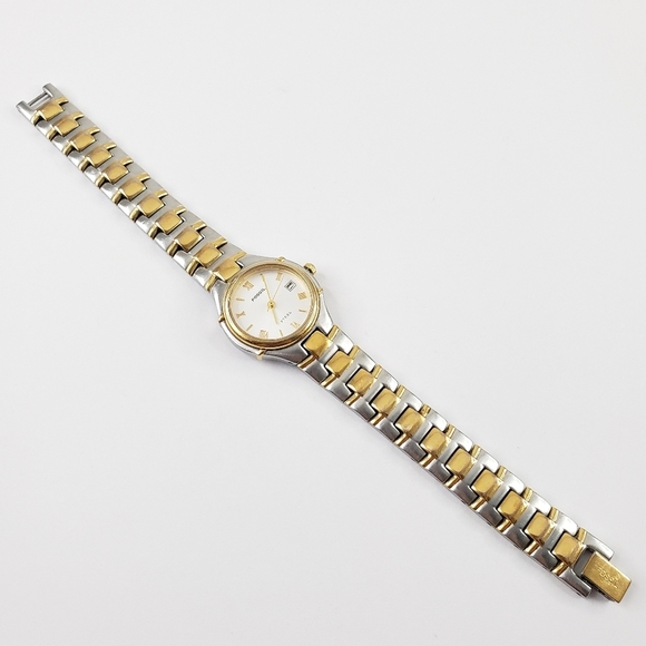 Fossil bracelet watch dress watch gold silver tone - new battery, works great! - Picture 15 of 16